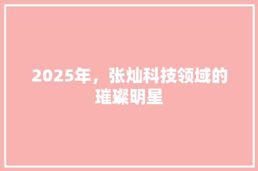 2025年，张灿科技领域的璀璨明星