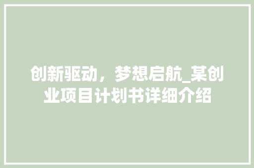 创新驱动，梦想启航_某创业项目计划书详细介绍