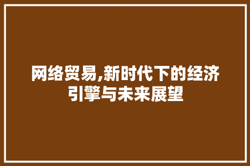 网络贸易,新时代下的经济引擎与未来展望