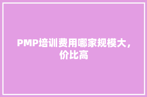 PMP培训费用哪家规模大，价比高