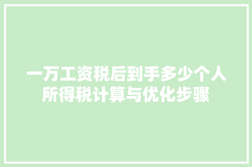 一万工资税后到手多少个人所得税计算与优化步骤