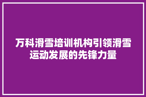 万科滑雪培训机构引领滑雪运动发展的先锋力量