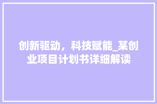 创新驱动，科技赋能_某创业项目计划书详细解读