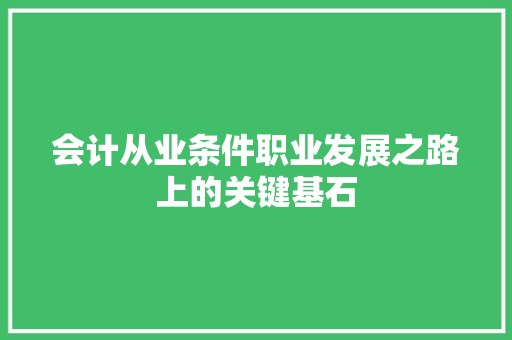 会计从业条件职业发展之路上的关键基石