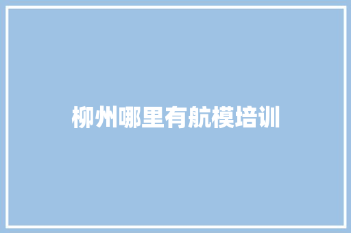 柳州哪里有航模培训