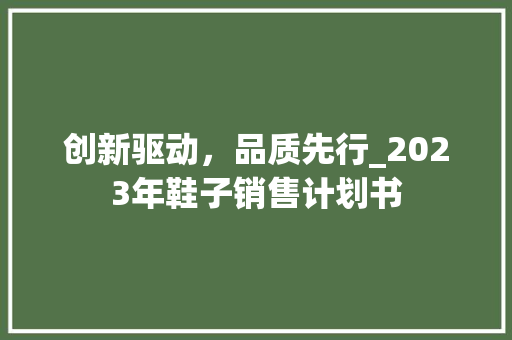 创新驱动，品质先行_2023年鞋子销售计划书