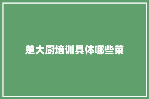 楚大厨培训具体哪些菜
