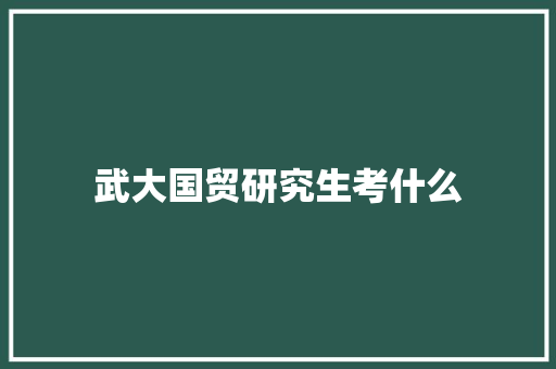 武大国贸研究生考什么
