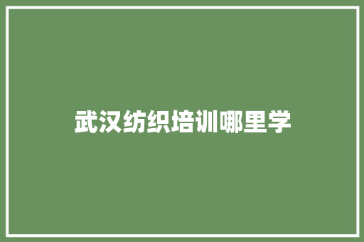 武汉纺织培训哪里学