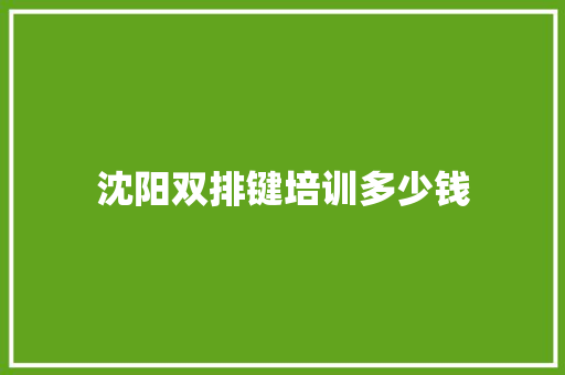 沈阳双排键培训多少钱