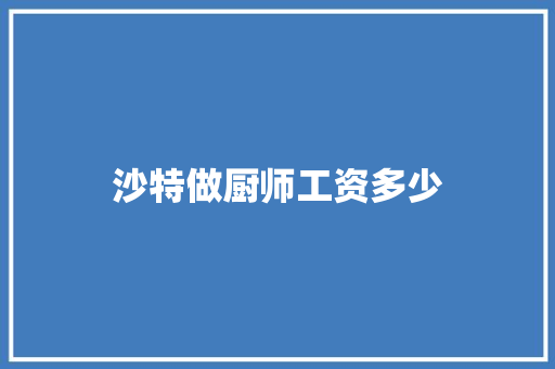 沙特做厨师工资多少