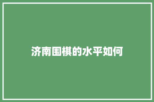 济南围棋的水平如何