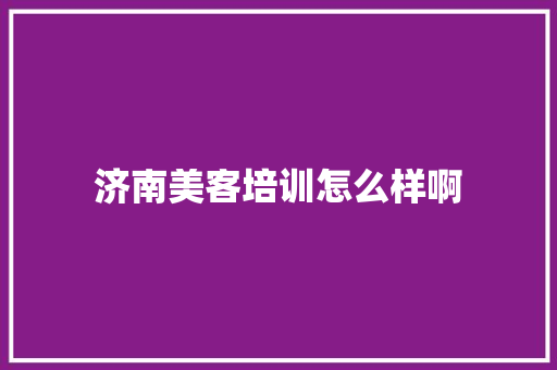 济南美客培训怎么样啊