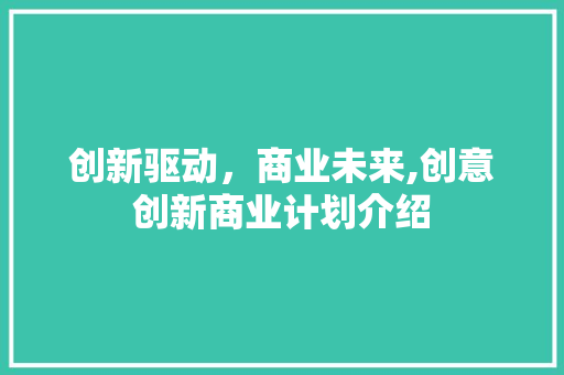 创新驱动，商业未来,创意创新商业计划介绍