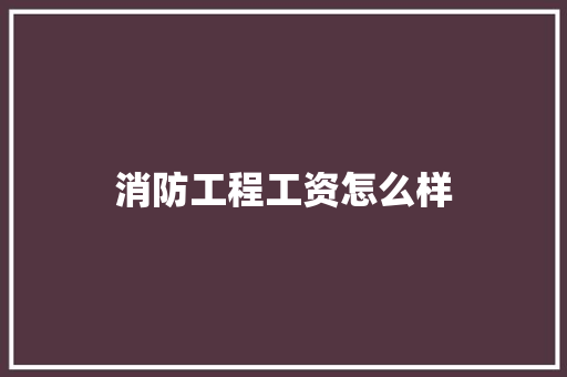消防工程工资怎么样