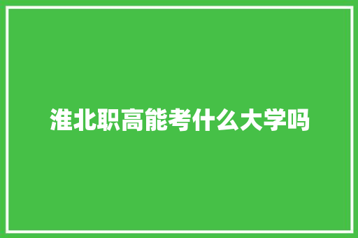 淮北职高能考什么大学吗