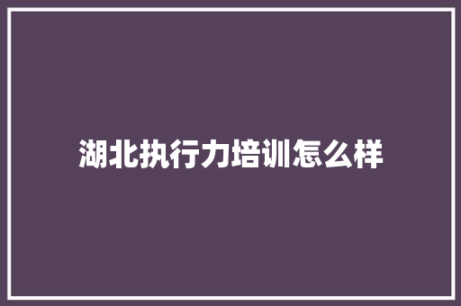 湖北执行力培训怎么样