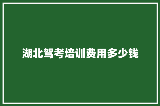 湖北驾考培训费用多少钱