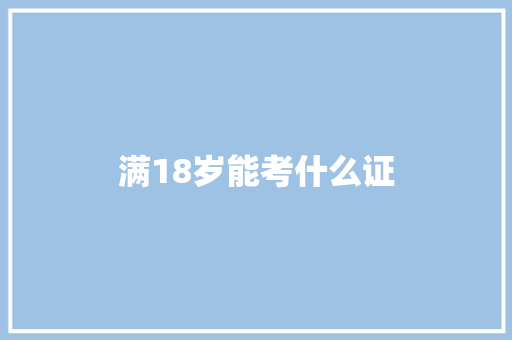 满18岁能考什么证
