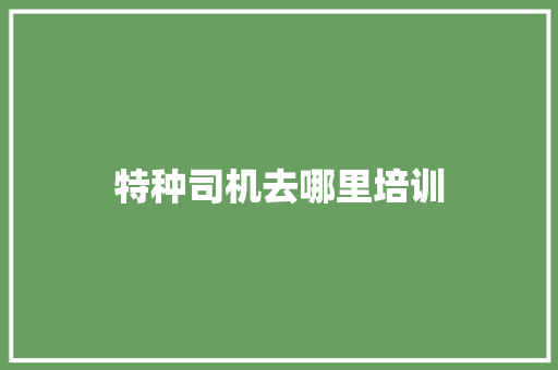 特种司机去哪里培训