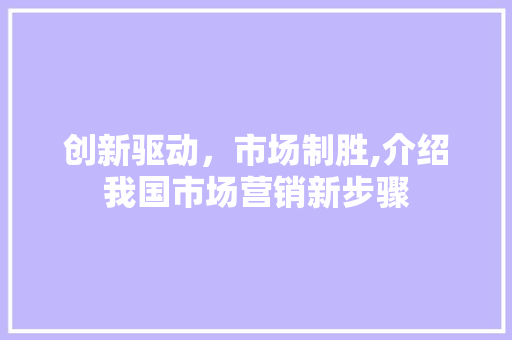 创新驱动，市场制胜,介绍我国市场营销新步骤