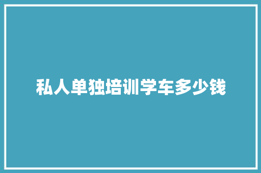 私人单独培训学车多少钱