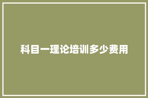 科目一理论培训多少费用