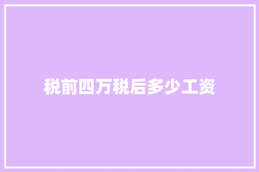 税前四万税后多少工资
