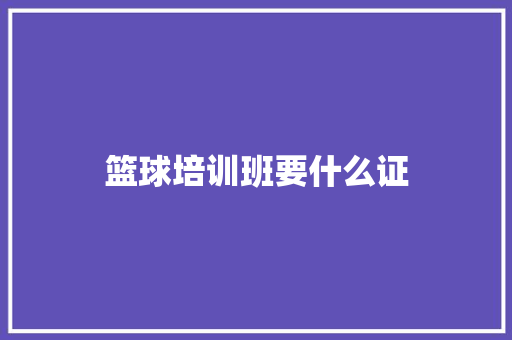 篮球培训班要什么证