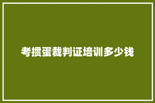 考掼蛋裁判证培训多少钱