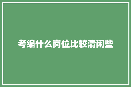 考编什么岗位比较清闲些 商业计划书范文