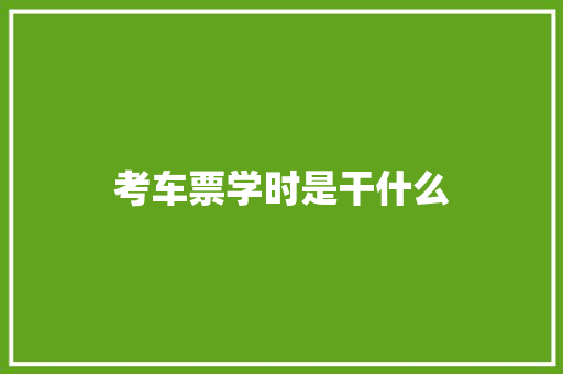 考车票学时是干什么