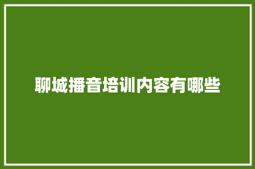 聊城播音培训内容有哪些