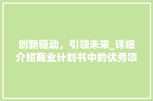 创新驱动，引领未来_详细介绍商业计划书中的优秀项目