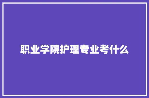职业学院护理专业考什么