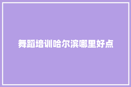 舞蹈培训哈尔滨哪里好点