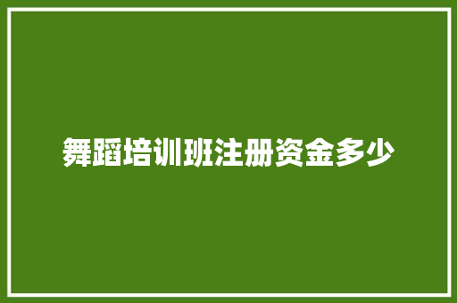舞蹈培训班注册资金多少