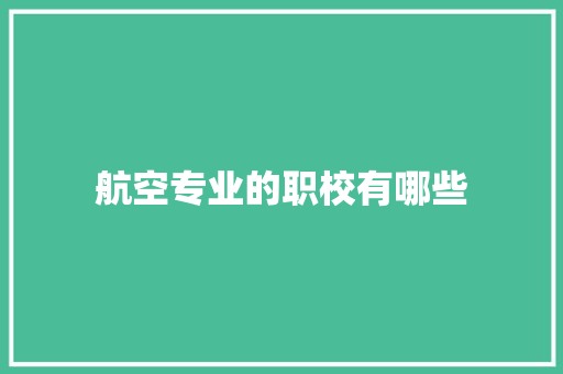 航空专业的职校有哪些
