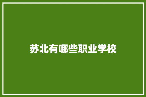 苏北有哪些职业学校