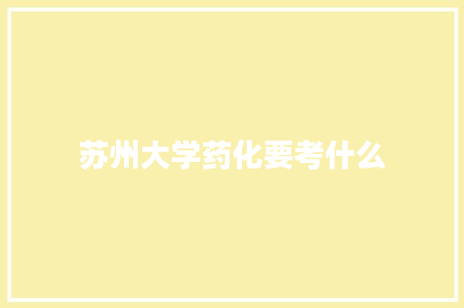 苏州大学药化要考什么