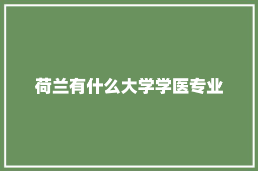 荷兰有什么大学学医专业