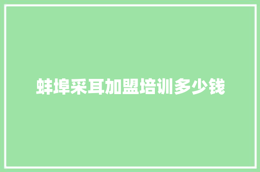 蚌埠采耳加盟培训多少钱