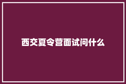 西交夏令营面试问什么