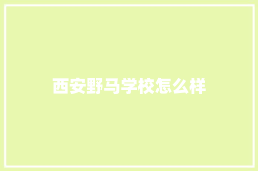 西安野马学校怎么样