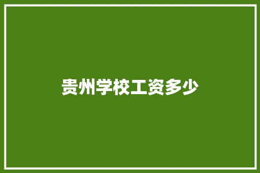 贵州学校工资多少