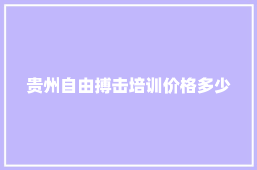 贵州自由搏击培训价格多少