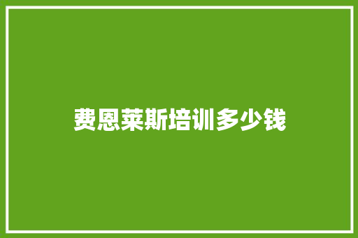 费恩莱斯培训多少钱
