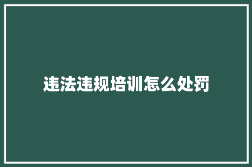 违法违规培训怎么处罚