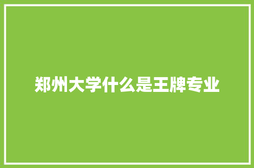 郑州大学什么是王牌专业