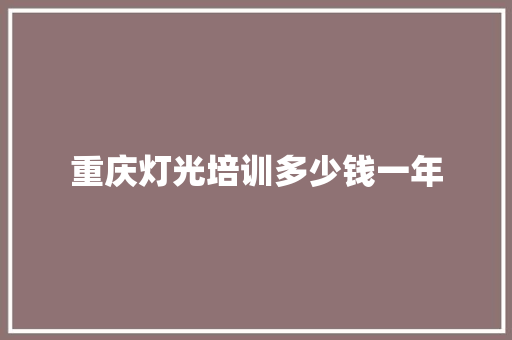 重庆灯光培训多少钱一年